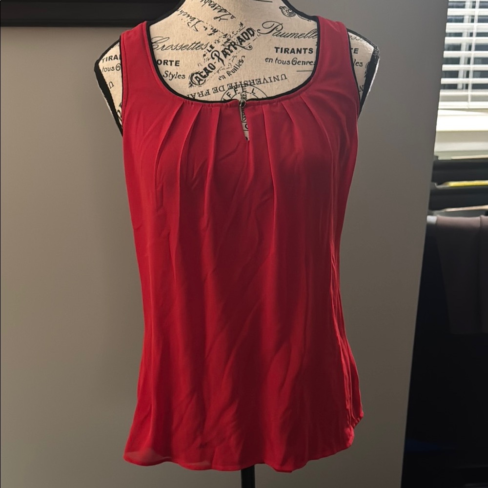 Le Chateau Red Pleated Tank Top